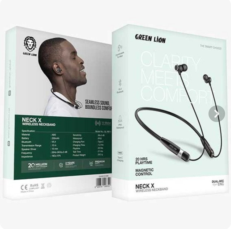 هندزفری گردنی گرین لاین مدل Green Lion Neck X Wireless Neckband