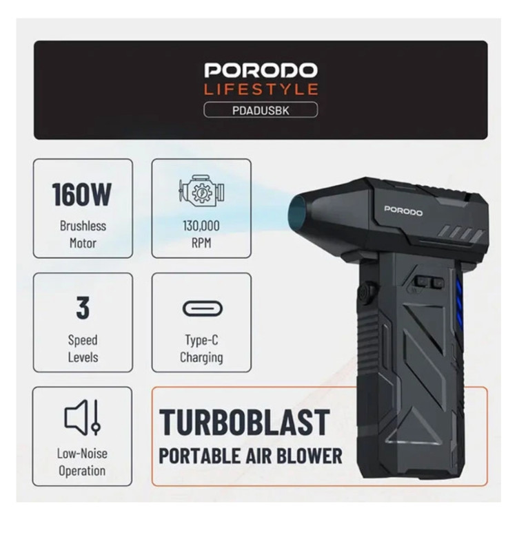 جت فن توربو دمنده باد پرودو Porodo Turboblast Portable Air Blower PDADUS