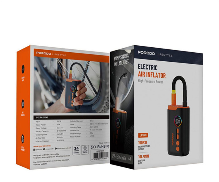 پمپ باد پرودو مدل PORODO LIFESTYLE ELECTRIC AIR INFLATOR PD-LFST181