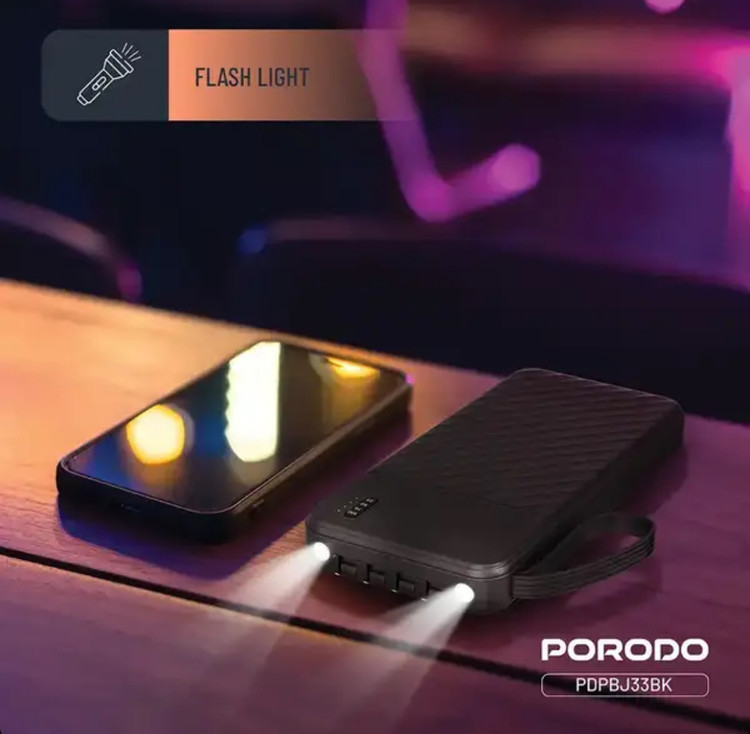 پاوربانک 10000 هزار 10 وات پیانو پرودو مدل Porodo Piano 10000mAh 10w PDPBJ33BK