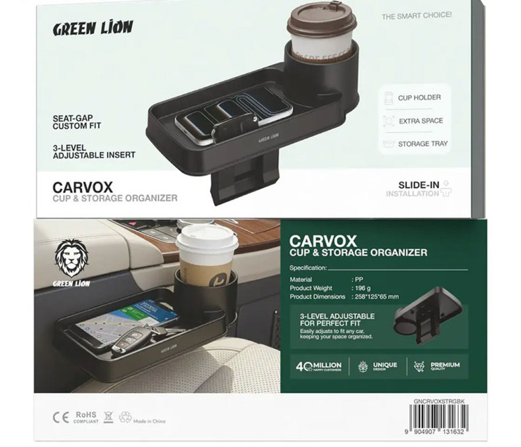 جا لیوانی و نظم دهنده خودرو گرین لاین مدل CARVOX Green Lion Carvox Cup & Storage Organizer GNCRVOXSTRG