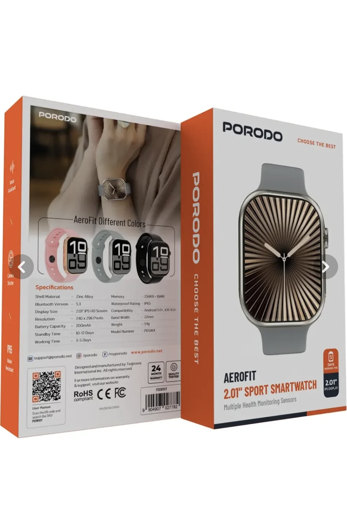 ساعت هوشمند پرودو مدل Aerofit سایز ۲.۰۱ اینچ ضد آب IP65